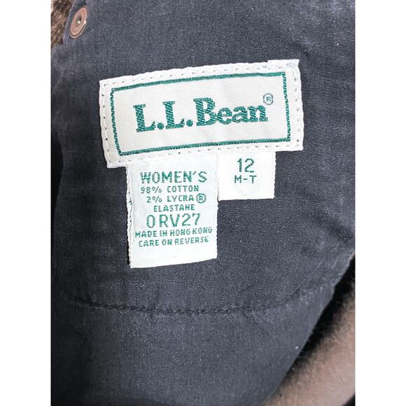 LL Bean Brown Tapered Leg Corduroy Pants Jeans Womens 12 Tall Academia Fall VTG - Picture 5 of 6